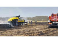 Burdur’da balya makinesinden çıkan yangında 9 dekarlık arazi kül oldu