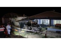 Kontrolden çıkan hafif ticari araç bahçeye daldı, arabadan çatıya fırlayan genç adam hayatını kaybetti