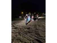 Arsuz’da kuma batan aracı itfaiye kurtardı