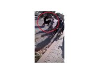 Gürültüye tepki gösteren şahsın 12 yaşındaki çocuğu dövdüğü anlar kamerada