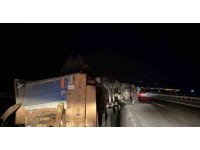 Osmaniye’de devrilen tırda yangın: 1 yaralı