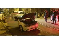 Kontağı çevirdiği esnada biranda alev araç itfaiye ekiplerince söndürüldü