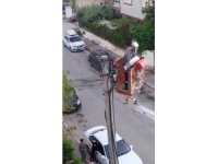 Elektrik tellerine takılan kumru için kurtarma operasyonu