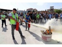 Akdeniz Belediye personeli yangın tatbikatına katıldı