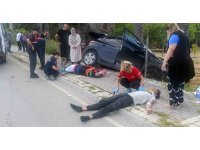 Kontrolden çıktı karşı şeride geçip palmiyeye çarptı: 2 yaralı