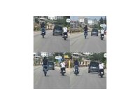 Motosikletli sürücüden D-400 karayolunda tehlikeli hareketler