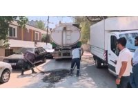 Sosyal medyada paylaşılan görüntüler mikserden yola dökülen betonu temizletti