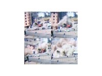 Binanın iş makinesinin üzerine çöktüğü anlar kamerada