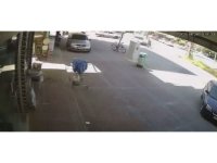 Aniden yola fırlayan bisikletli karşısında sürücünün son anda ki tepkisi kameraya yansıdı