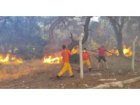 Orman yangınına ekiplerin alevlerle cansiparane mücadelesi
