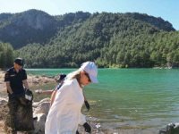 Kamu görevlileri, orman yangınına karşı atık topladı