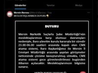 Mersin Barosu, CMK atama sistemini yeniden açtığını duyurdu