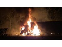 Otoyolda tırdaki yangın ormanlık alana sıçradı