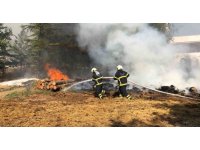 Apartmanın bahçesinde korkutan yangın