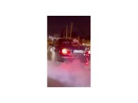 Gelin arabasıyla yolu kapatıp lastik yaktılar: Araç trafikten men edildi