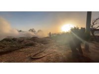 Isparta’da köyde çıkan yangın saman balyalarını kül etti