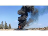 Şoför, yolcuları tahliye etti otobüs alev alev yandı