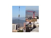 Görevimiz tehlike: İşçi şantiyeye vinçle indi