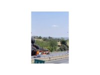 Otoyolda yolcu otobüsü alev alev yandı