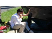 Palmiyeye çarpan araç takla attı: 2 yaralı