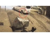 Minibüs sürücüsünün ezdiği kediye aldırış etmeden yoluna devam ettiği anlar kamerada