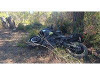 Manavgat’ta virajı alamayan motosikletli ağaca çarptı: 2 yaralı