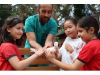 Çocuklar tedavisi tamamlanan güvercinleri doğaya saldı